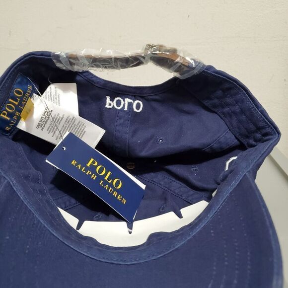 Ralph Lauren Polo Big Pony Chino Ball Cap Hat Navy/White NWT - Picture 5 of 9